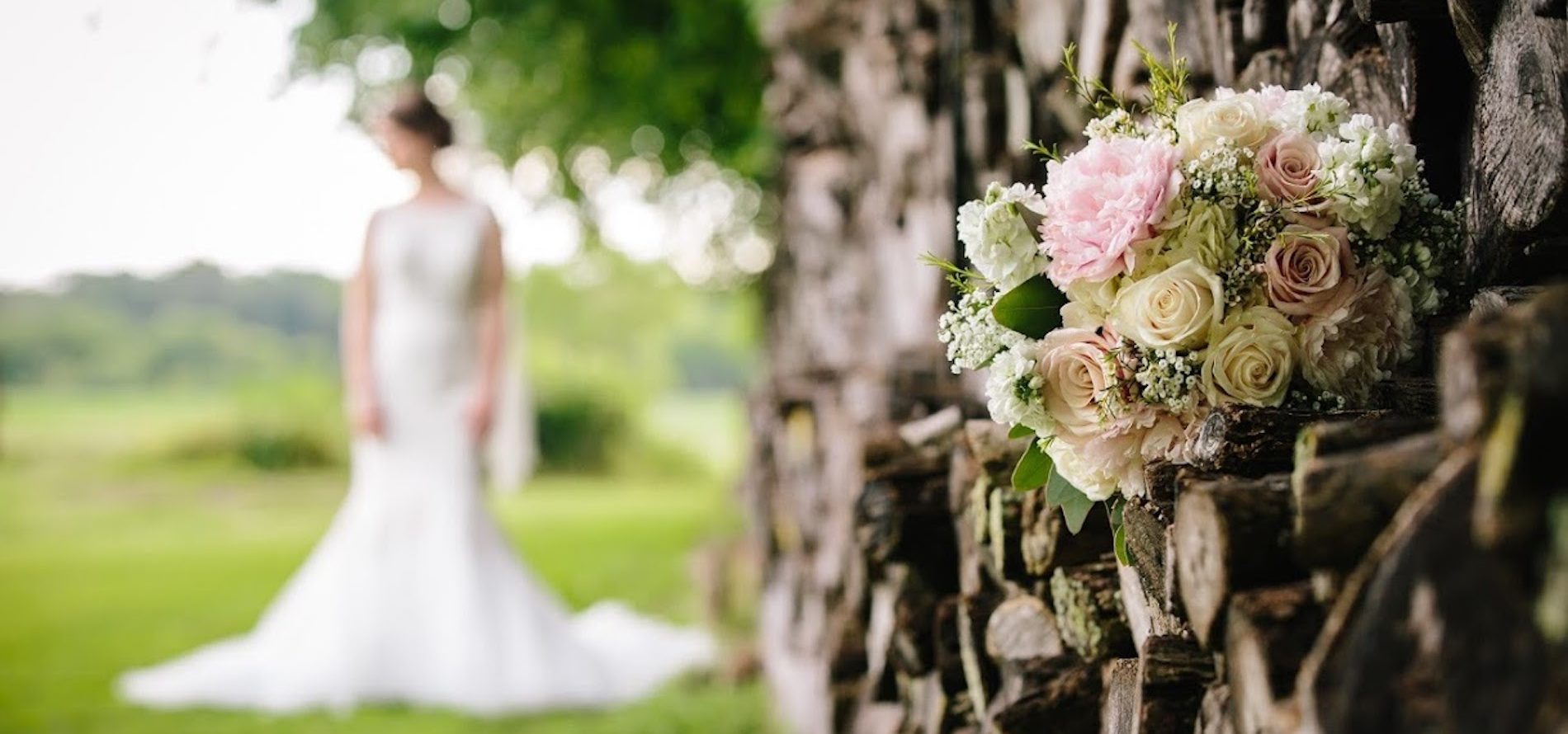 Flowers with Bride in the Background